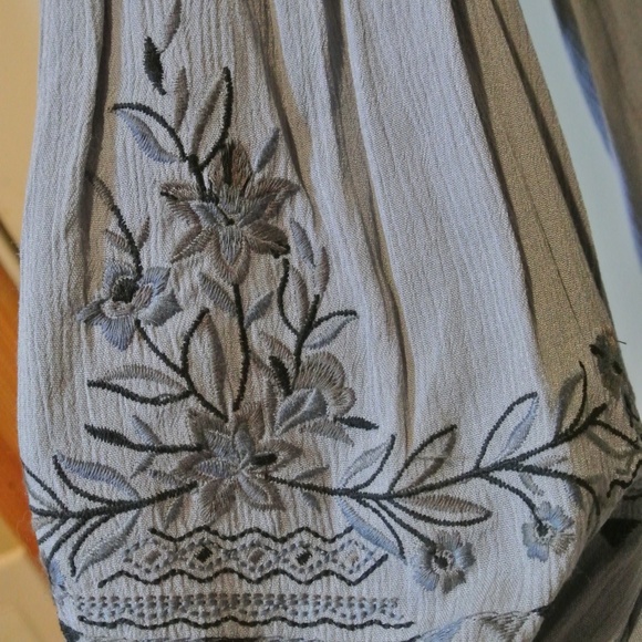 WOMENS DUSTY BLUE KNOX ROSE XL BARE SHOULDER BLOUSE - Picture 4 of 4